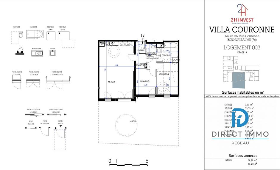 Vente appartement 3 pièces 69 m² à Bois-Guillaume (76230), 328 975 €