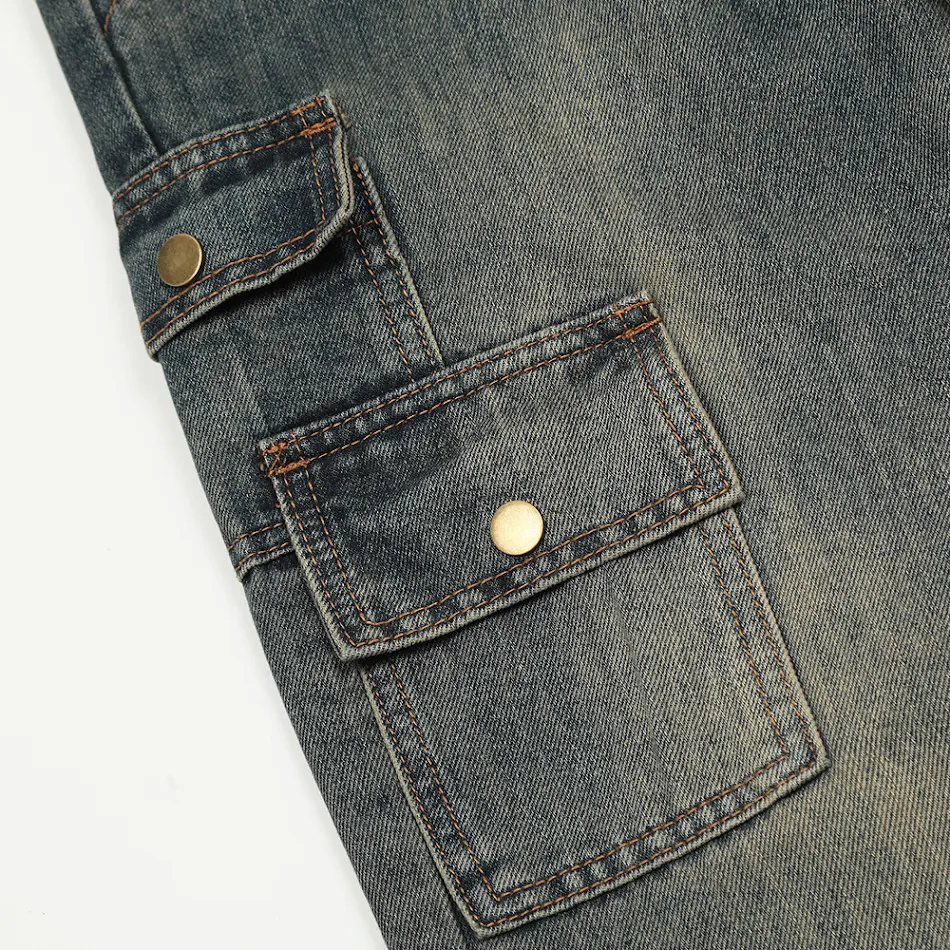 Overoles Vaqueros Lavados Personalizados para Hombre Moda Denim Ajuste Cómodo Estilo Único Ropa Casual Versátil