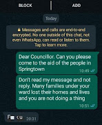 A Whatsapp exchange which forced a Durban councillor to issue an apology after swearing at a resident who asked for assistance. The visual has been edited to remove the offensive language.