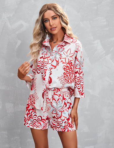 Title 2, Womens Fashion Printed Short-sleeved Shorts Ca...