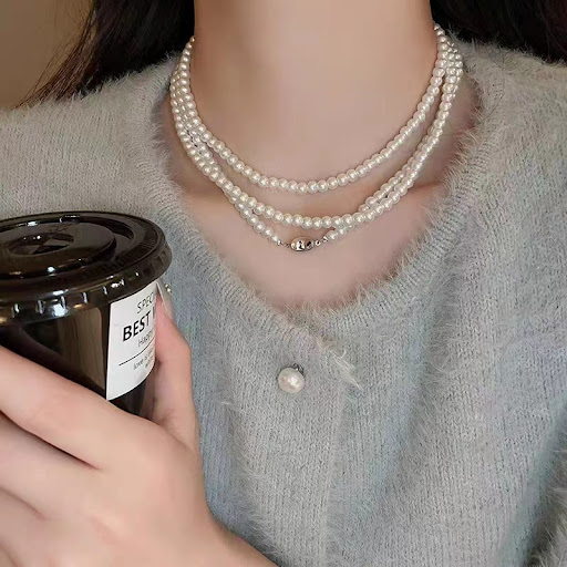 Title 15, Yuanbao Knot Pearl Long Necklace Multi-layer St...