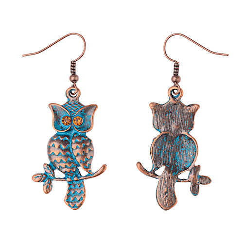 Title 11, Owl Earrings Vintage Red Alloy Bohemian Style. ...