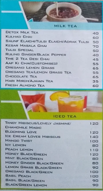 Time to Tea, NSEZ menu 