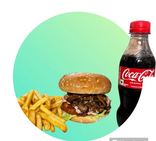 CRUNCHY PANEER BURGER + FRIES + COKE