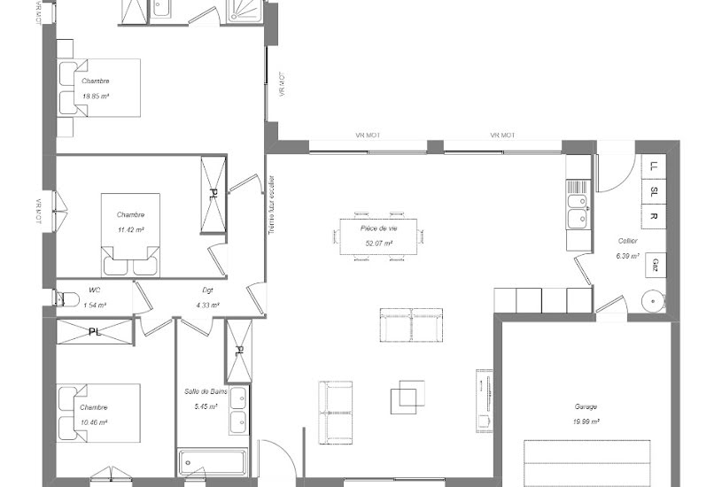 Vente Terrain + Maison - Terrain : 660m² - Maison : 110m² à Cerelles (37390) 