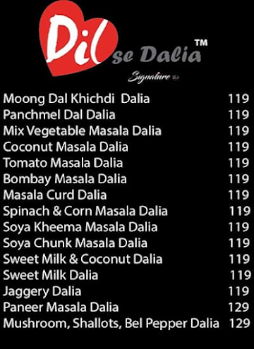 Dil Se Dalia menu 