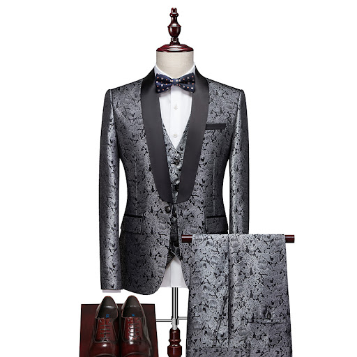 Title 5, Mens plus-size wedding suit with shawl collar....