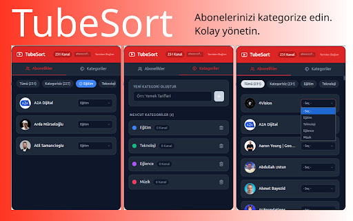 TubeSort - YouTube Abonelik Yöneticisi screenshot 1