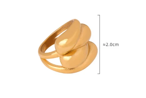 Waterdruppel multi-level splicing design dubbellaagse twin wind titanium stalen ring. Een stijlvol sieraad voor elke gelegenheid.