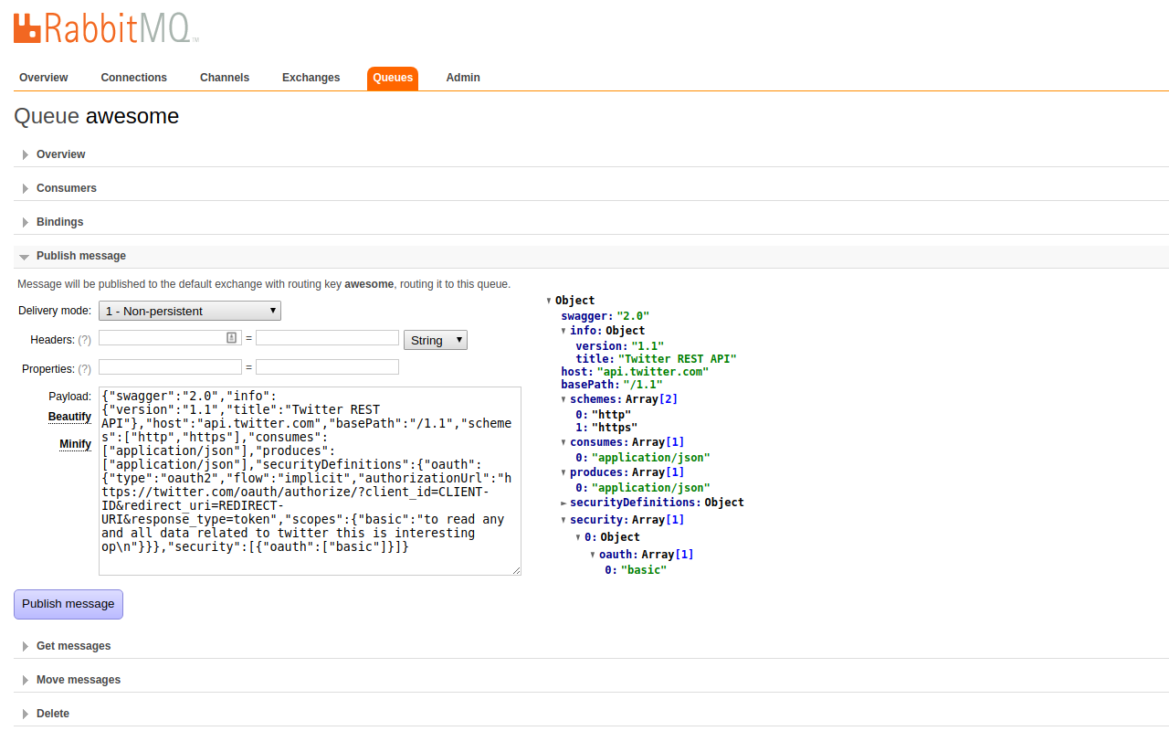 RabbitMQ UI Preview image 1