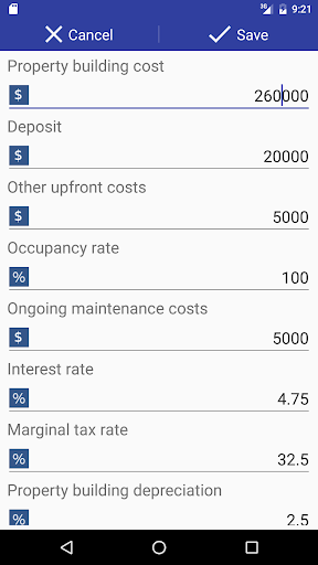 Screenshot Investment property calculator