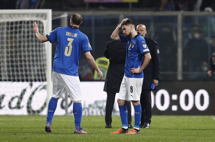 Italy's Jorginho looks dejected after the match