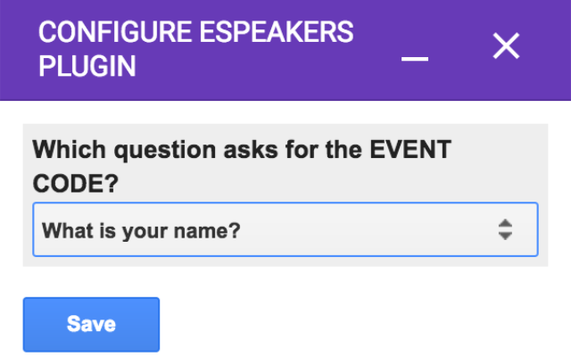 Screenshot of eSpeakers Event Questionnaire