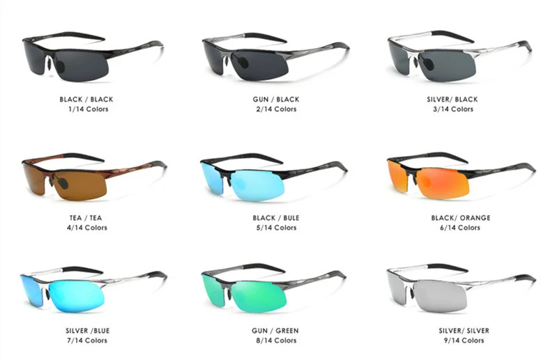 Gafas de sol deportivas para ciclismo polarizadas aleación aluminio magnesio de alta calidad, protección UV y visión clara para deportes.