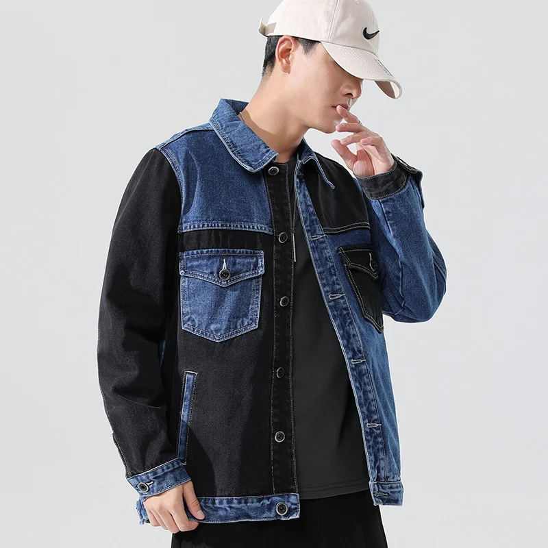 Title 2, Giacca di Jeans Uomo con Cuciture a Contrasto P...