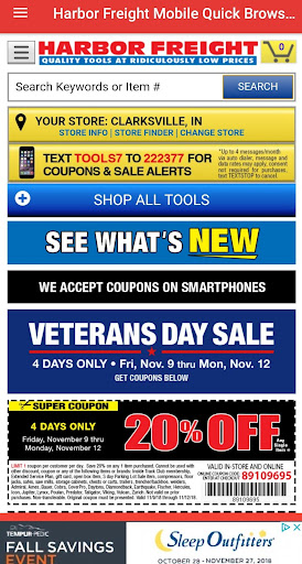 Harbor Freight Mobile Quick Browser