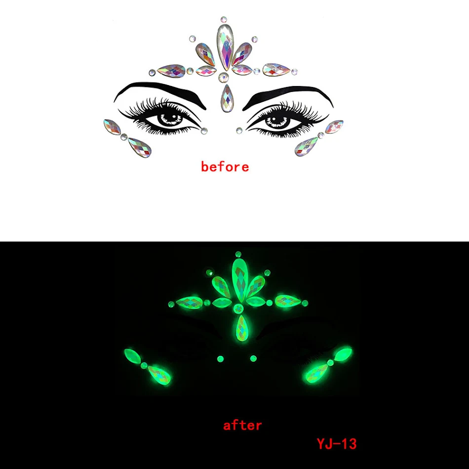 Autocollant Diamant Cristal Visage de Fantôme Halloween Lumineux Décoration Festive Éclatante Lumineuse