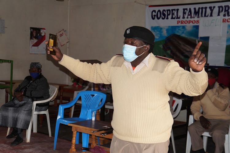 Lari Scheme chief George Kahonoki at Gospel Family Church Uplands on Saturday.