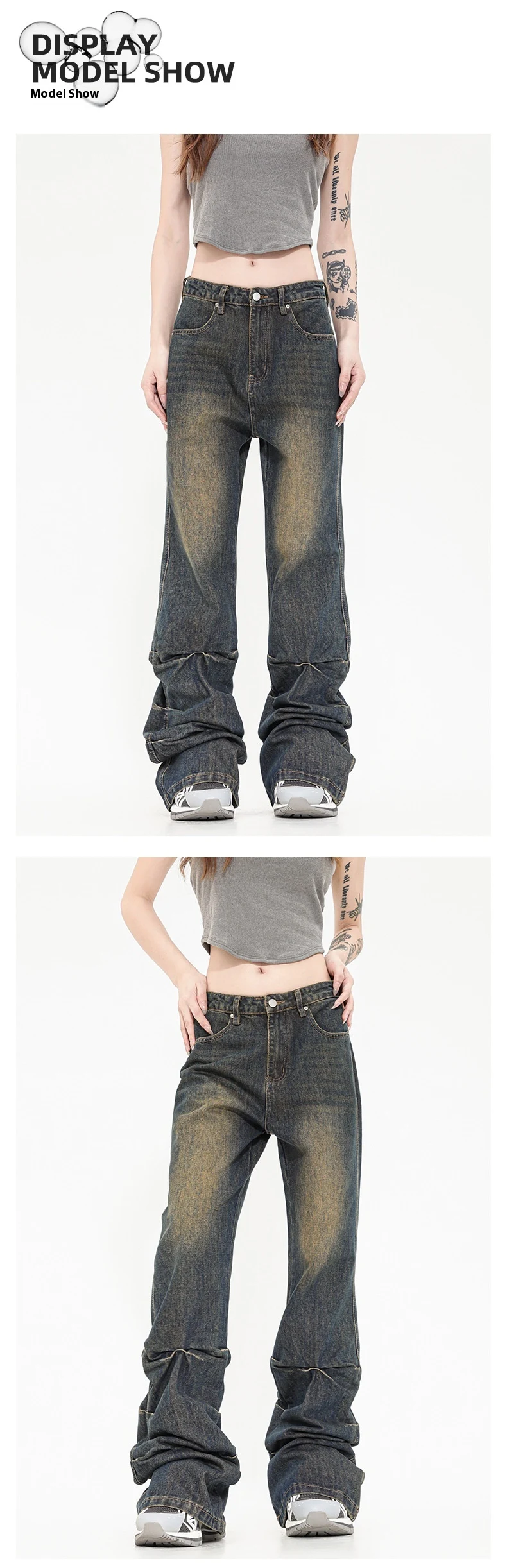 Title 6, Jean Skinny Vintage Froissé pour Femme Coupe Sl...