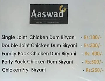 Aaswad Takeaway menu 