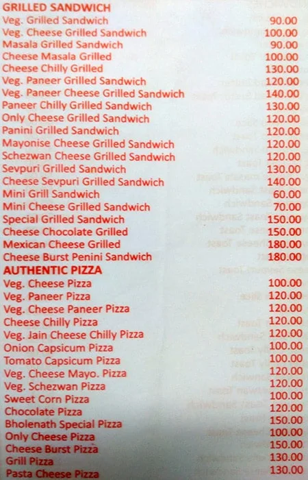 Jay Bholenath Fast Food menu 