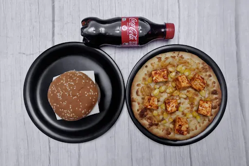 Chilli Paneer Pizza [7 Inches] With Cheese Burger And Coke [250 Ml]