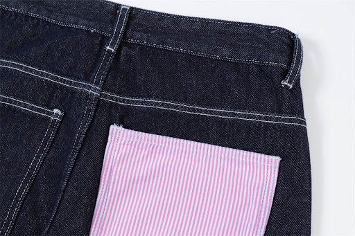 Title 12, Mens Color Matching Flanged Denim Straight-leg...