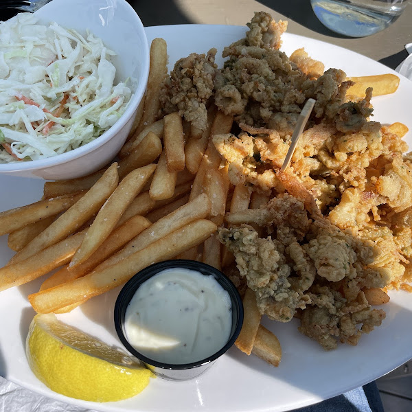 Gluten free fried clams and french fries