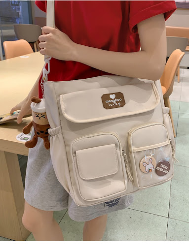 Title 17, Retro Color Blocking Large Capacity Shoulder Ba...