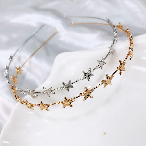 Title 3, Alloy Pentagram Thin Headband Hollow Stars. A s...