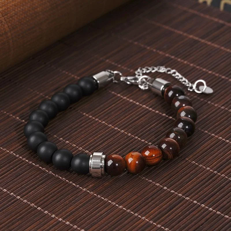 Title 7, Punk Armband Heren Dames Natuursteen Tijger Rvs...