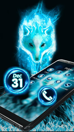 Blue Thunder Fire Flame Wolf Theme