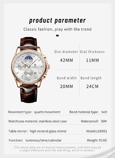 Title 12, Three-eye Six-pin Waterproof Sports Watch, a du...