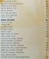 Baker's Stop menu 3