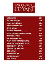 Experimental Biryani menu 1