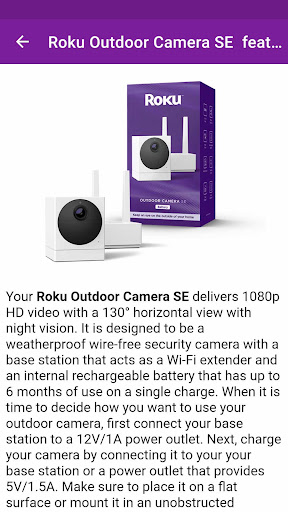 Screenshot Roku Smart Home Camera Guide