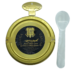 BLACK BELUGA CAVIAR (50 grams) plus 1 Free Caviar Tin Opener & 1 Free Caviar Spoon.