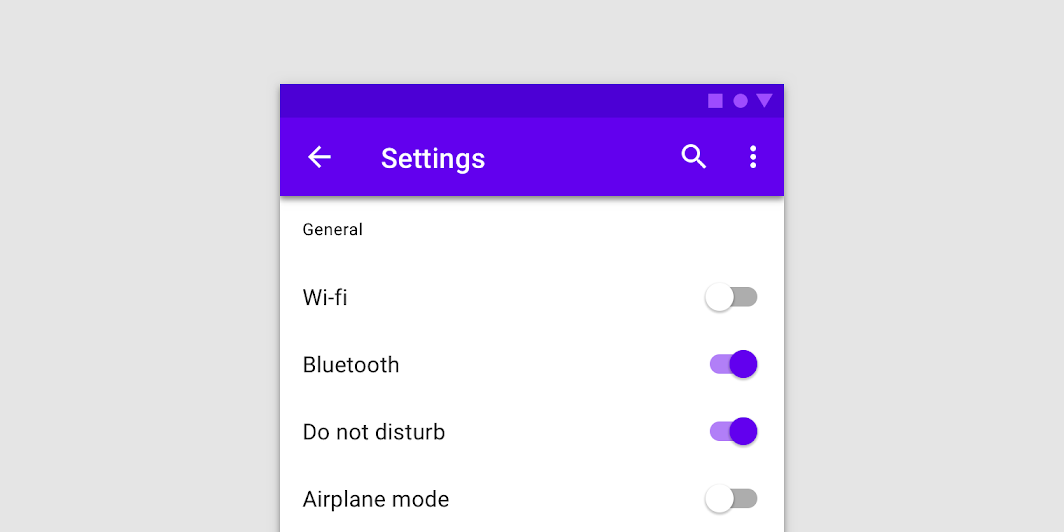 List of phone settings. Each setting has a switch which is critical to learn how to add switches in flutter