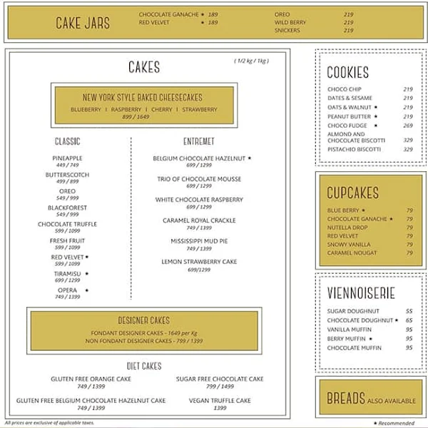 The Cakecity Patisserie menu 