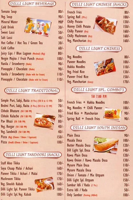 Dilli Light Chur Chur Naan menu 