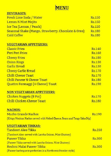 Wraps & Rolls menu 