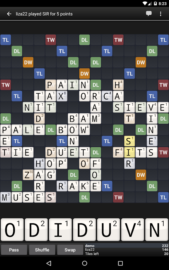    Wordfeud- screenshot  