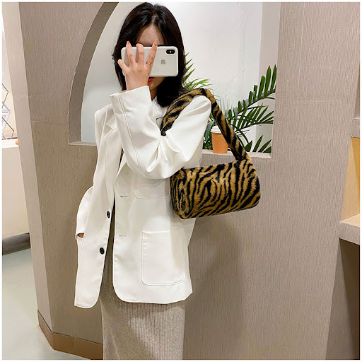 Title 1, Leopard Print Plush Shoulder Bag Autumn and Win...