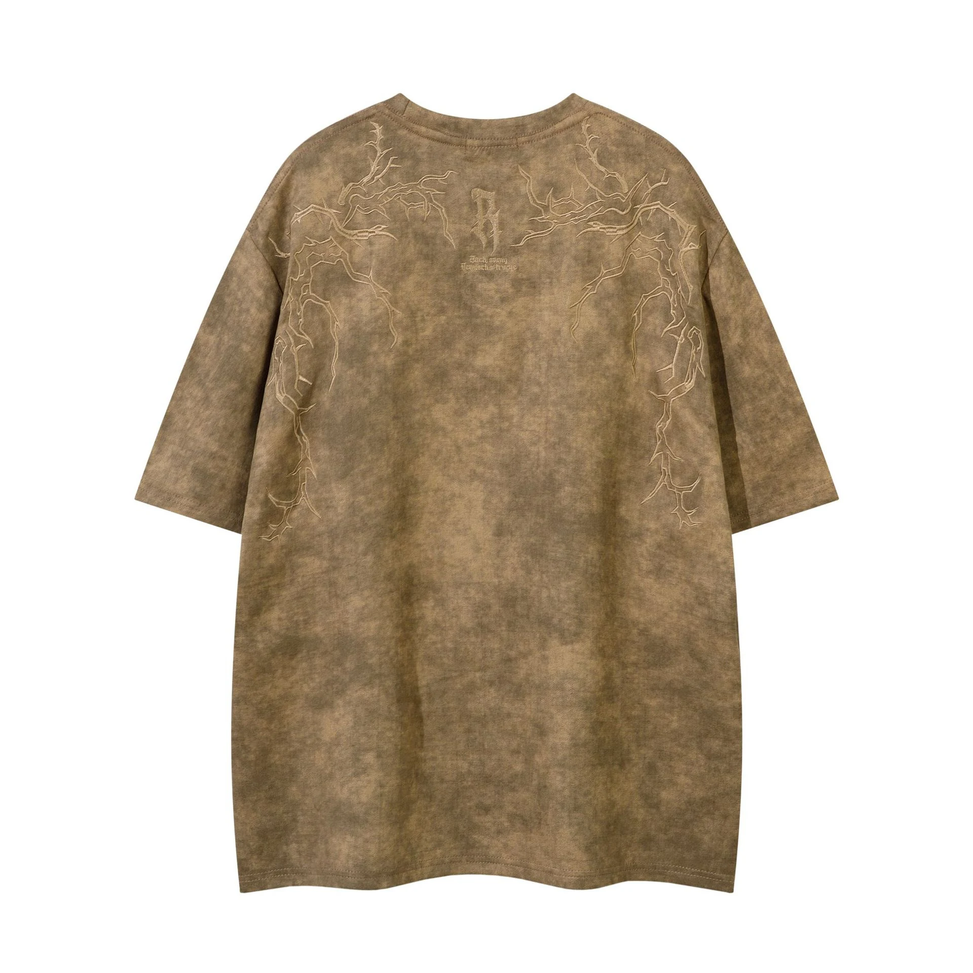 Camiseta de ante para hombre con bordado de espinas Diseño único y elegante Ideal para un look moderno y sofisticado Comodidad y estilo en una prenda