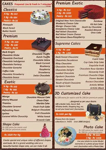 CAKES & THINGS menu 