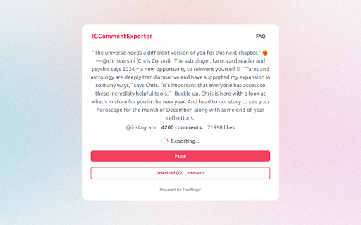 IGCommentExporter - Export IG Comments