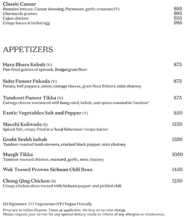 JW Cafe - JW Marriott Mumbai Sahar menu 