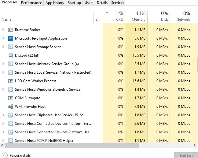 MoUSO Core Worker Process in the Windows Task Manager