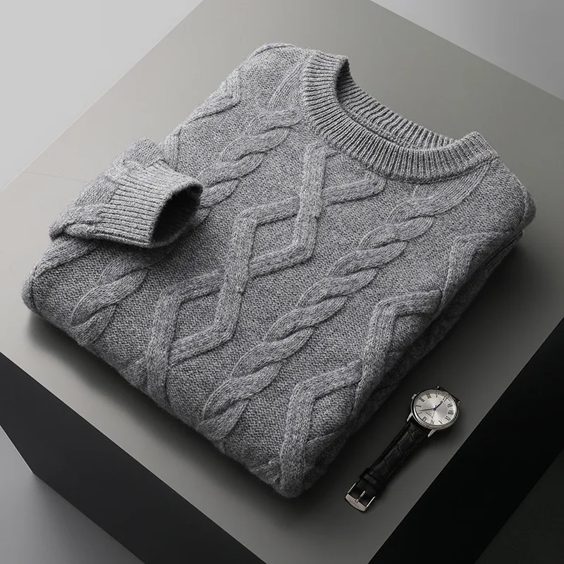 Suéter redondo grueso para hombre, jersey de punto versátil, camisa interior cómoda y cálida, ideal para capas y uso diario.