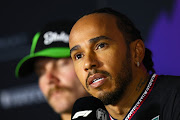 Lewis Hamilton attends the Drivers Press Conference during day three of F1 Testing at Bahrain International Circuit on Friday. 